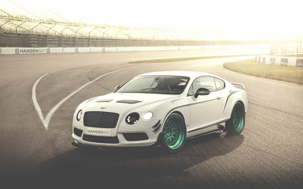 Elegant White Bentley Continental GT3-R on Racetrack Wallpaper