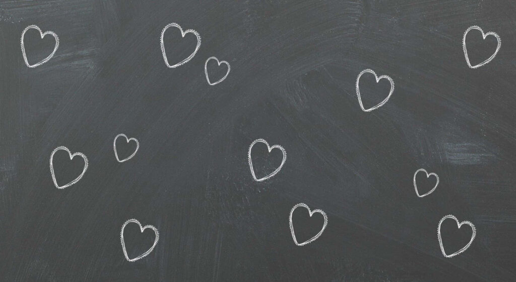 Chalkboard Wallpaper: White Hearts on Textured Grey Background
