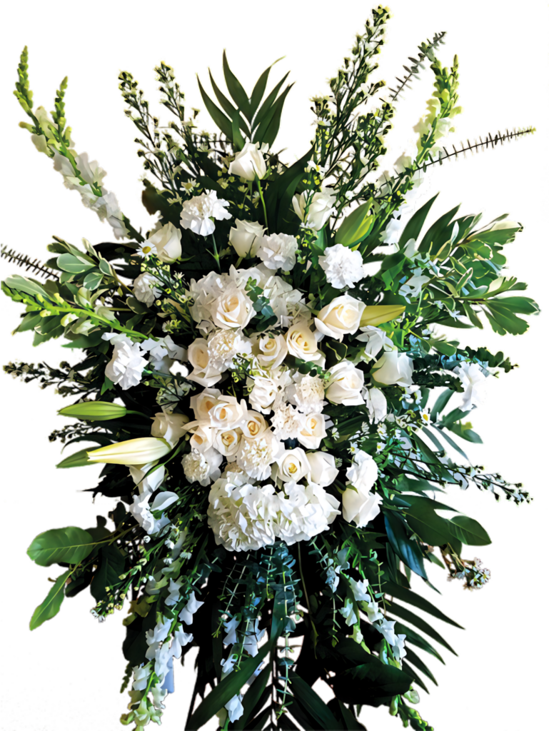 Elegant Floral Wallpaper: White Flowers & Lush Greenery Background