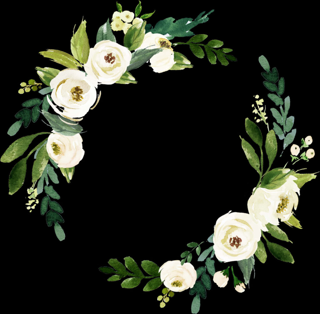 Elegant White Flower Wreath on Transparent Background - Natural Artwork Wallpaper