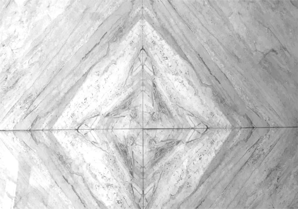 White marble wallpaper with grey veining and geometric diamond pattern for modern decor