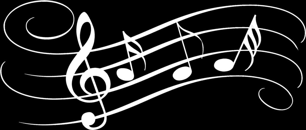 Elegant Black Background Wallpaper with Flowing White Music Notes