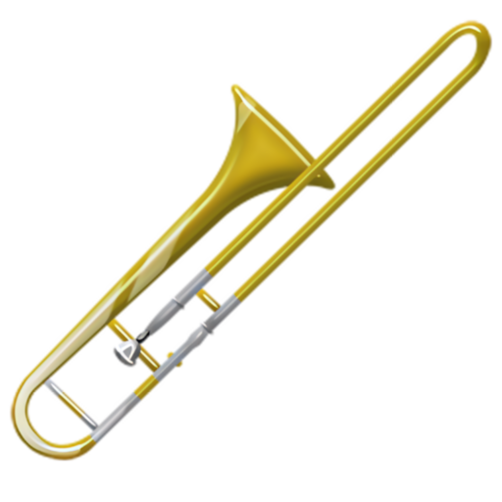 Elegant Yellow Trombone Wallpaper on Solid Black Background - PNG