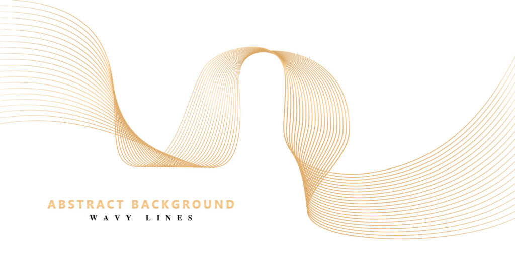 Elegant Yellow Gold Wavy Lines Abstract Wallpaper on White Background