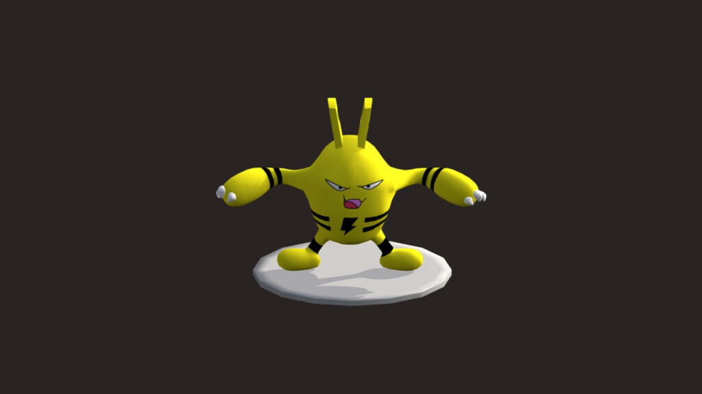3D Elekid Wallpaper: Minimalist Electric Pokémon Design on Dark Bg