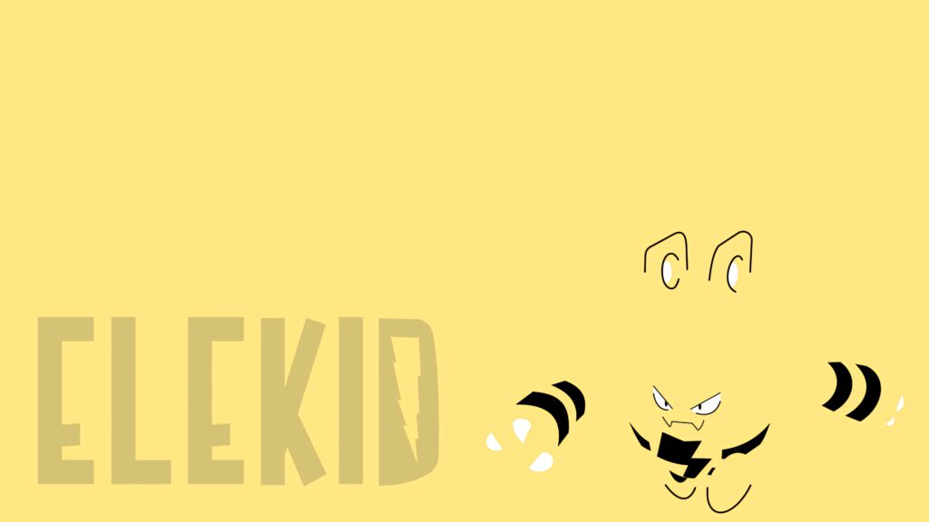Minimalist Elekid electric Pokémon wallpaper yellow background bold lines dynamic motion