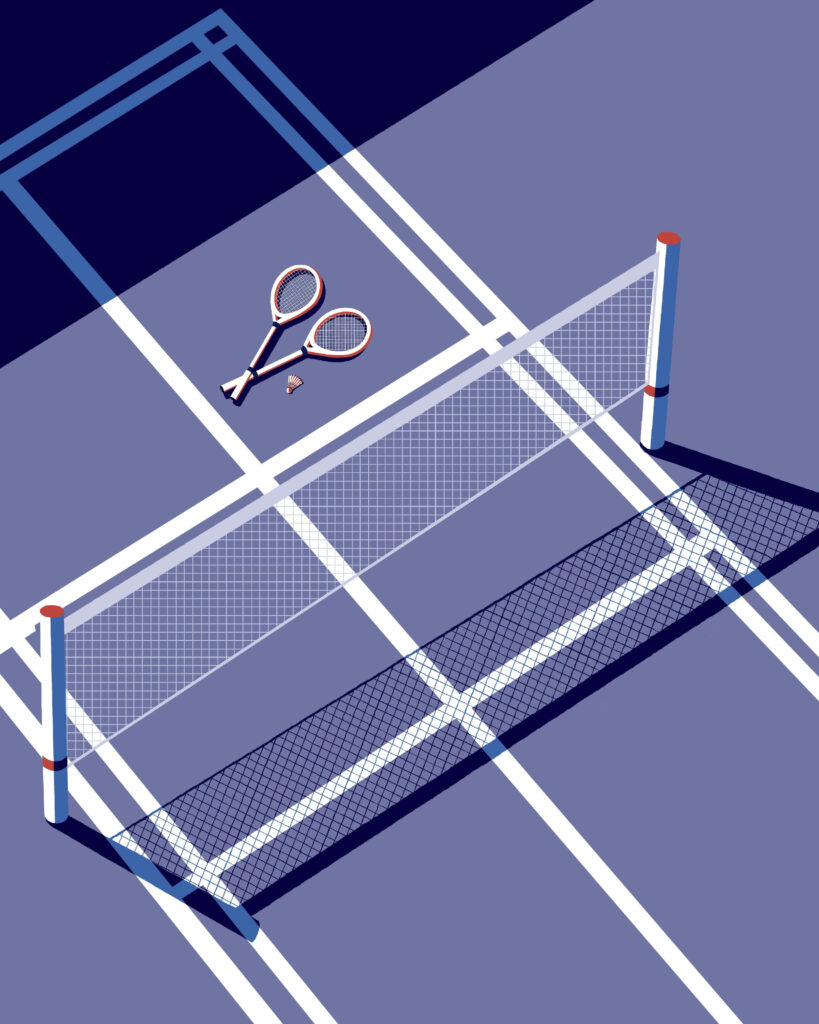 Purple Badminton Court Minimal Background Wallpaper
