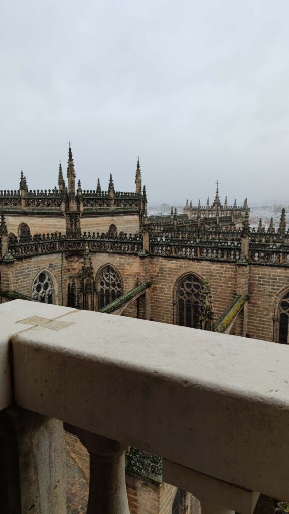 Elevated View of Seville Cathedral: Gothic Architecture Wallpaper
