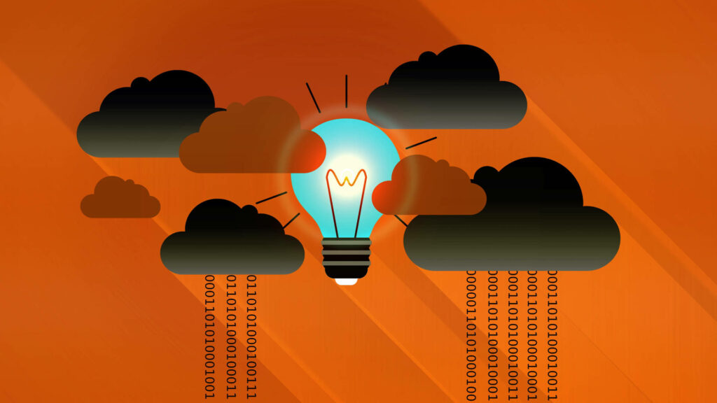 The Digital Enlightenment: Binary Rain and Illuminating Ideas on Orange Poster Wallpaper