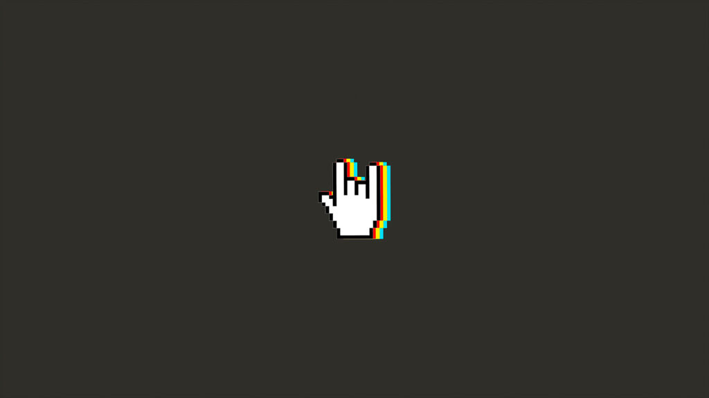 Pixel Hand Icon on Gray Minimalist Laptop Background Wallpaper