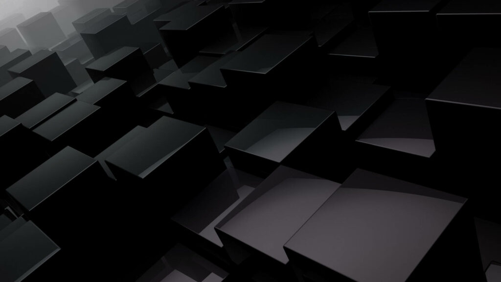 Black Abstract Squares: A Sleek 3D Composition of Varied Heights- Desktop Background Wallpaper