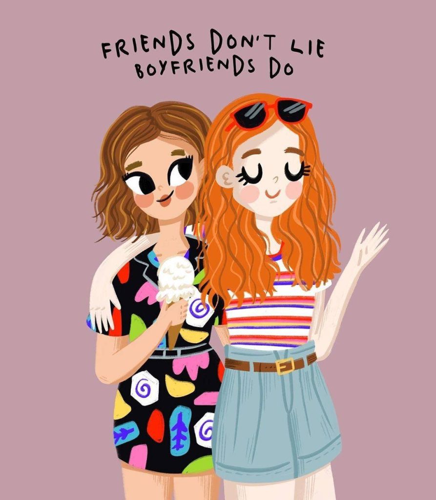 Eleven and Max Mayfield Stranger Things season 3 wallpaper with quote friends don't lie pastel background