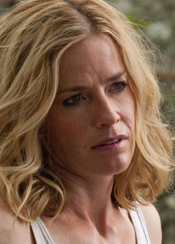 Elisabeth Shue close-up portrait with natural wavy blonde hair warm earthy tones wallpaper background
