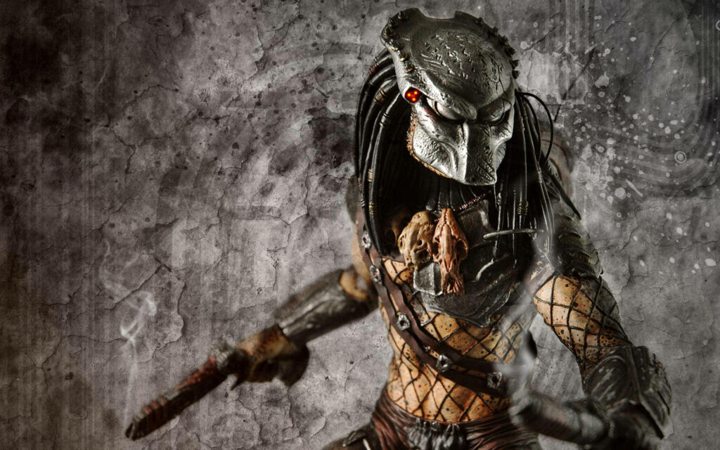 Elite Predator Wolf in iconic armor poised for battle with gritty textured background wallpaper