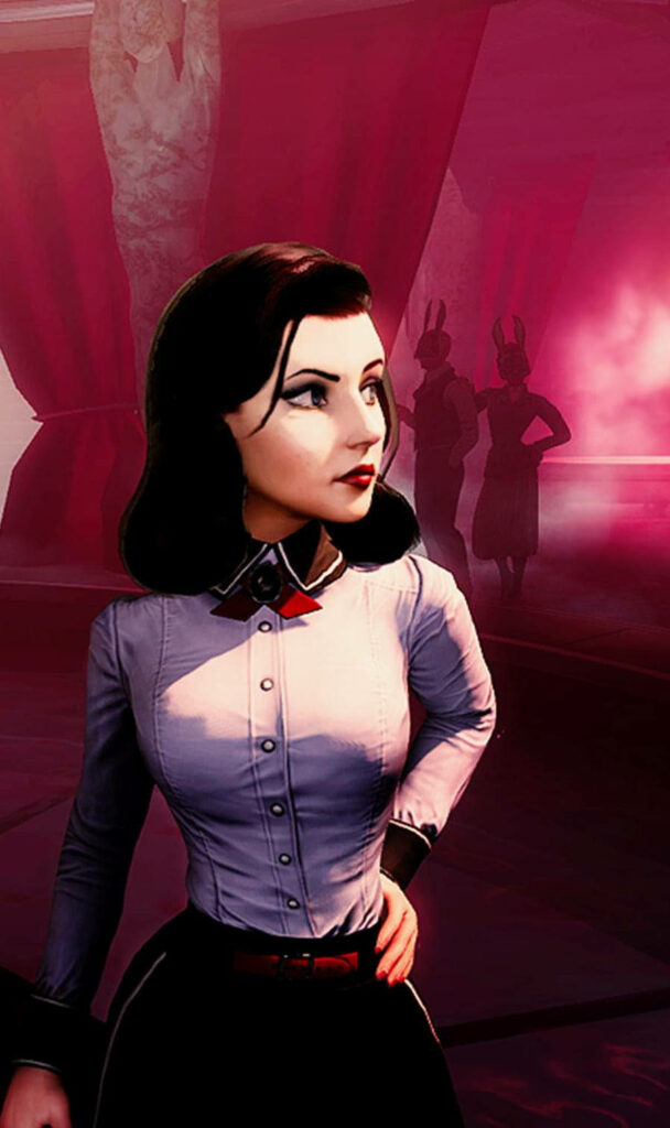 Elegant Elizabeth from Bioshock: Stunning Red Wallpaper Background