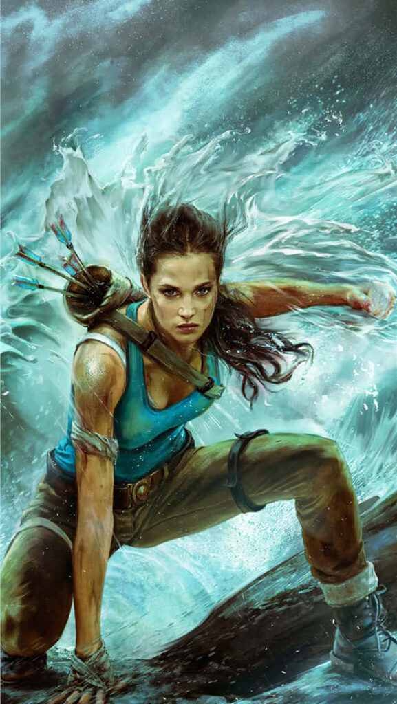 Dynamic Lara Croft Wallpaper Illustration from Rise of the Tomb Raider