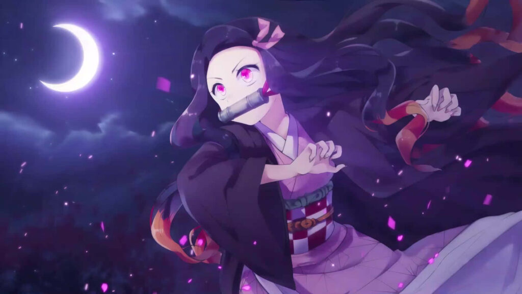 The Fierce and Heroic Nezuko: Embarking on a Journey of Courage Wallpaper