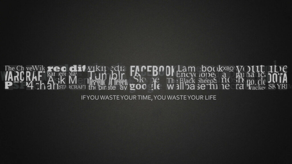 Declutter Your Mind: Embrace Productivity and Seize the Day - Inspirational Wallpaper with a Powerful Word Cloud Highlighting Distractions and Encouraging a Purposeful Life