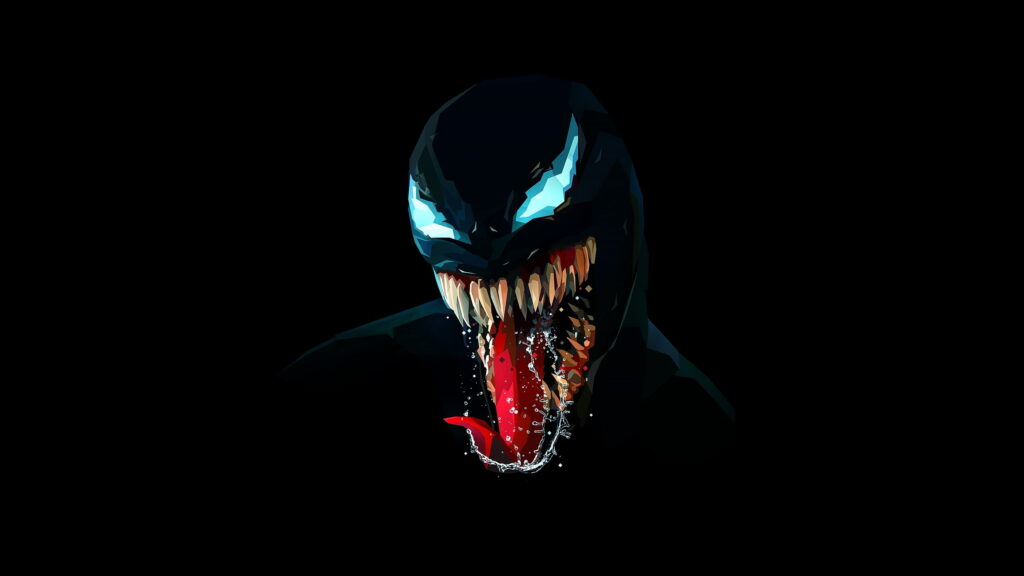 Dark Marvel Universe: Venom Crawls on Black QHD Wallpaper