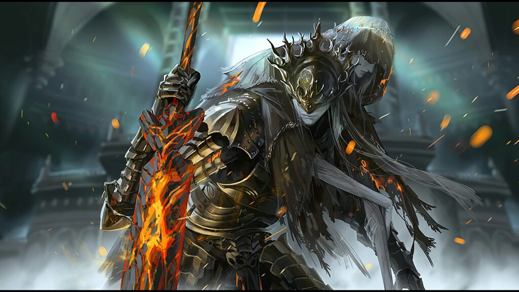 Spectral Showdown: An Epic HD Wallpaper of Lorian's Intense Battle in Dark Souls III