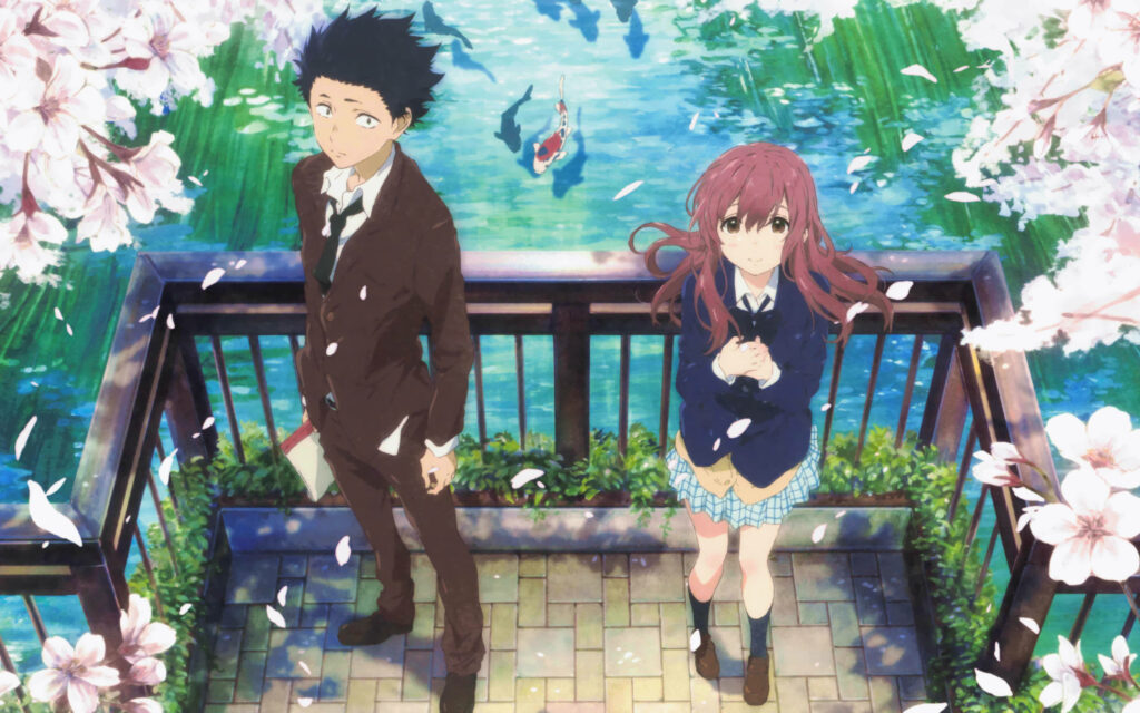 Blossoms of Friendship: A Captivating Reminder - A Silent Voice Film Still Wallpaper