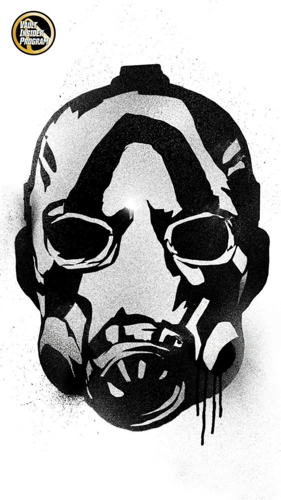 Borderlands 3 Psycho Mask Graphic - Iconic Black and White Design for Fans Wallpaper
