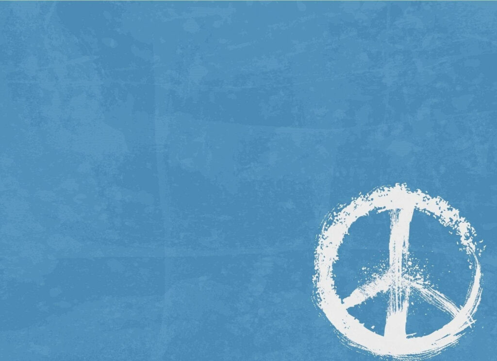 World Peace Symbol Shining amidst Brushed Blue Canvas Wallpaper