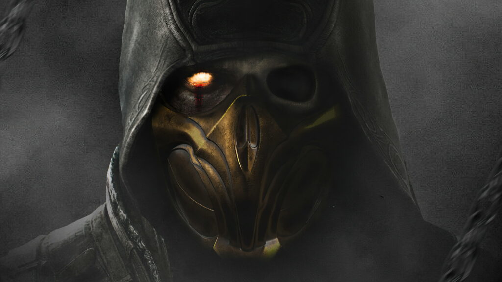 Embracing the Shadows: Mortal Kombat's Scorpion Unleashed in 4K Wallpaper
