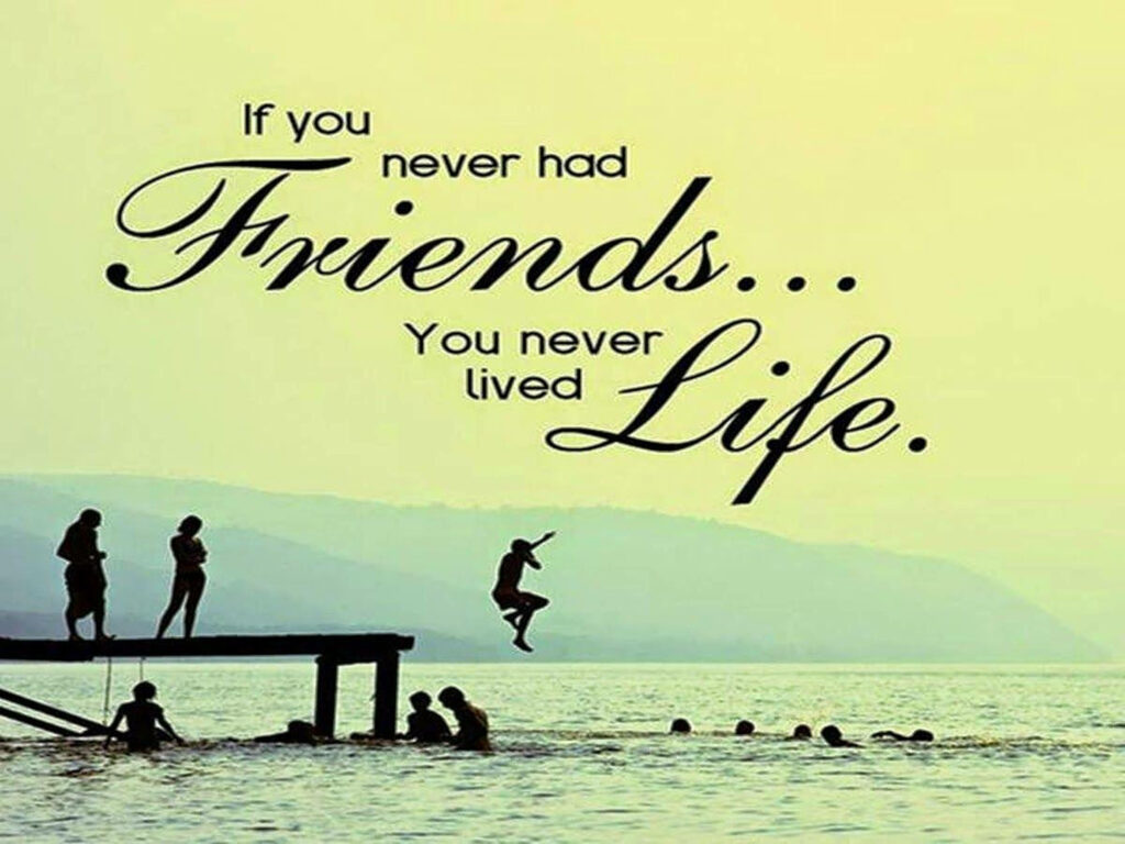 An Inspirational Dive Into Friendship: A Captivating Image of People Bonding Amidst Friendship Quotes Wallpaper