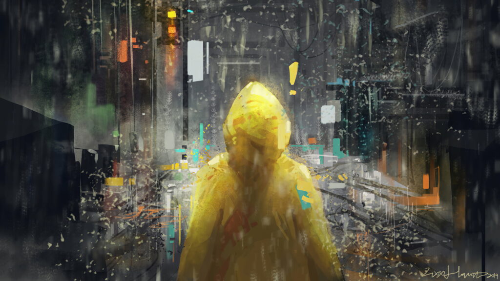 Melancholic Masterpiece: A Rainy Day for the Creative Soul Wallpaper