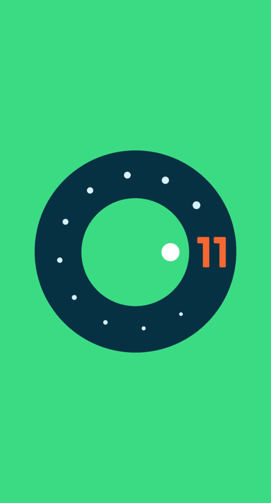 Vibrant Android 11 Logo Shining on a Lush Green Backdrop Wallpaper