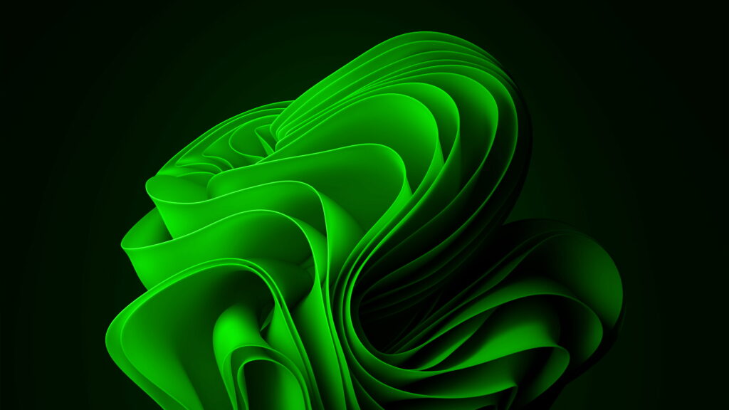Luscious Green Windows 11 Logo: Vibrant 4K Wallpaper on a Serene Green Background