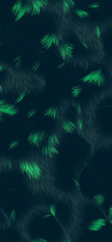Abstract digital wallpaper with dark textured strands and glowing emerald green highlights