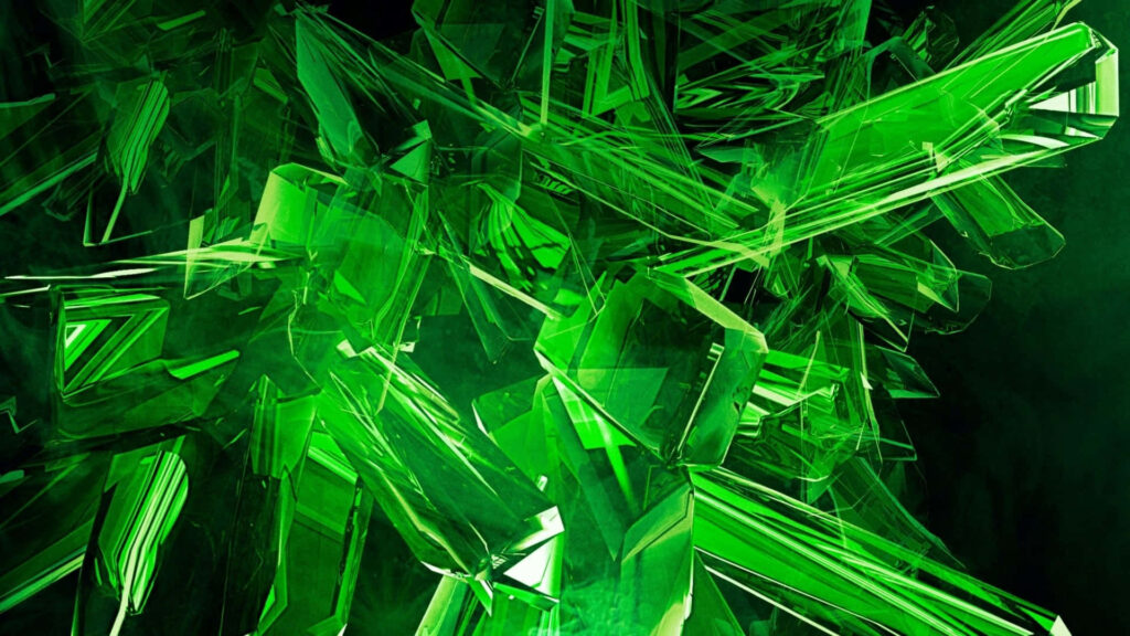 Emerald Green Geometric Wallpaper: Chaotic Abstract Background