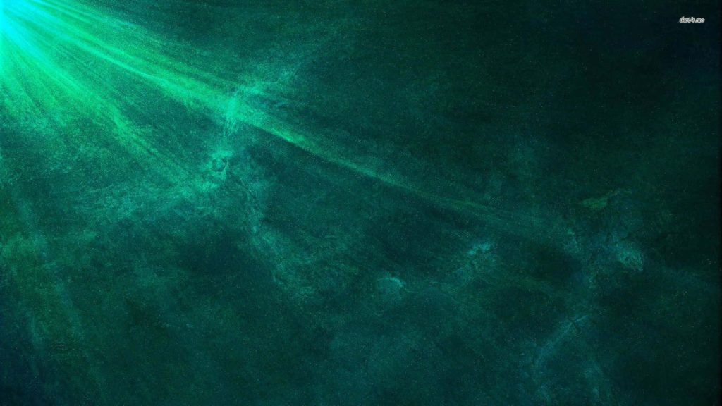 Emerald green digital art background with luminous light beam and deep textured void wallpaper