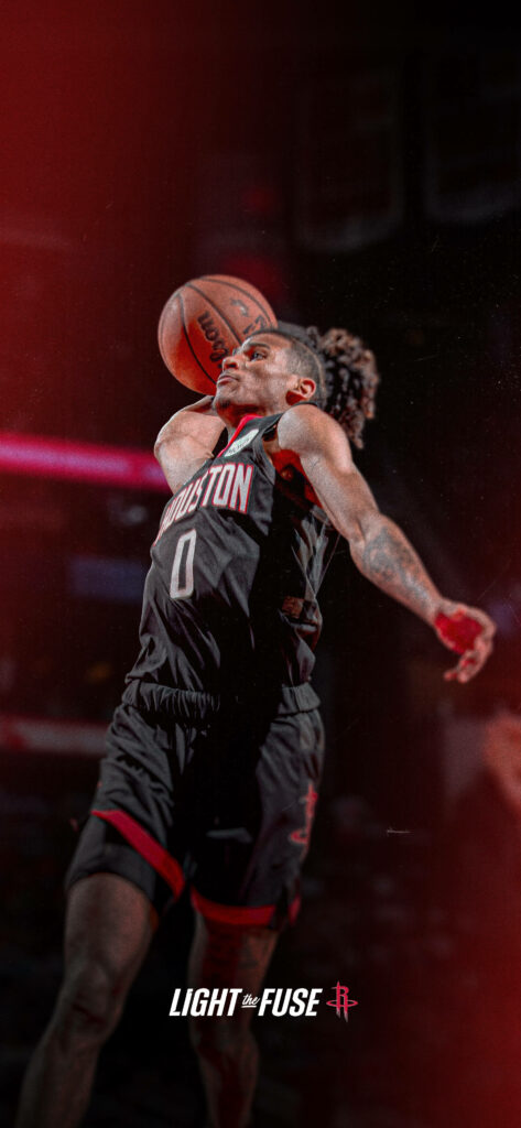 NBA's Rising Star: Jalen Green Dominates in 'Rockets' Jersey - Dynamic Basketball iPhone Background Wallpaper