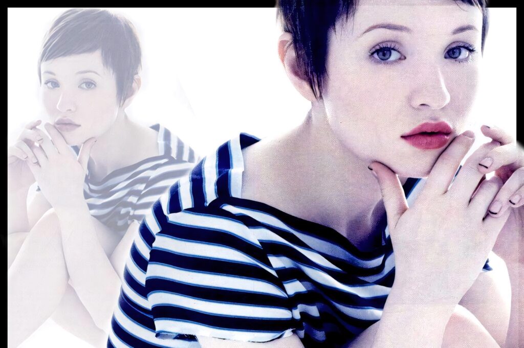 Portrait of Australian actress Emily Browning with short hair in soft light and cool tones wallpaper