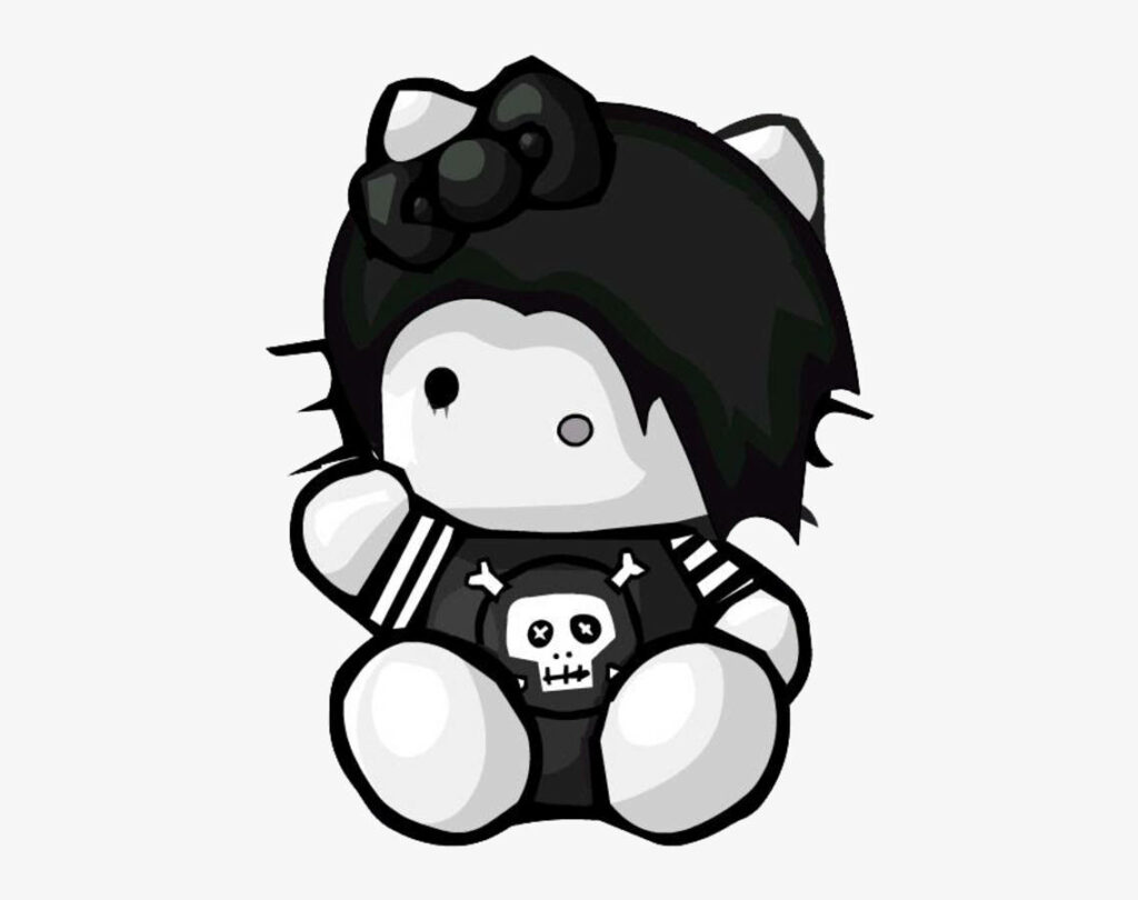Emo Cartoon Character Wallpaper: Dark Aesthetic Hello Kitty Style