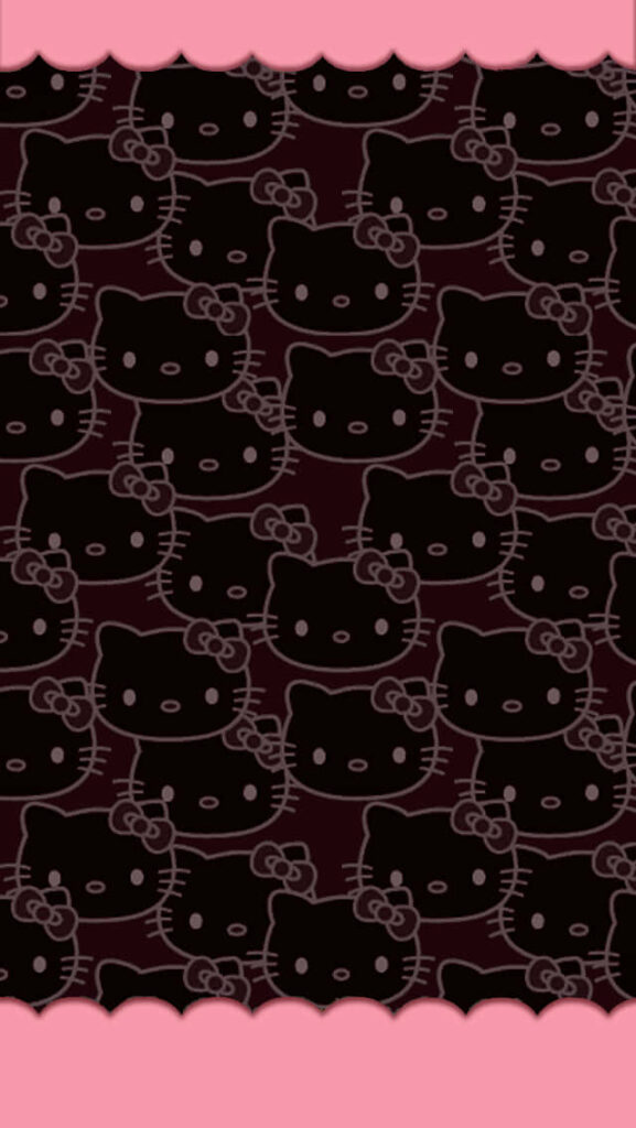 Stylish Dark Hello Kitty Wallpaper with Emo Pink Accent Border