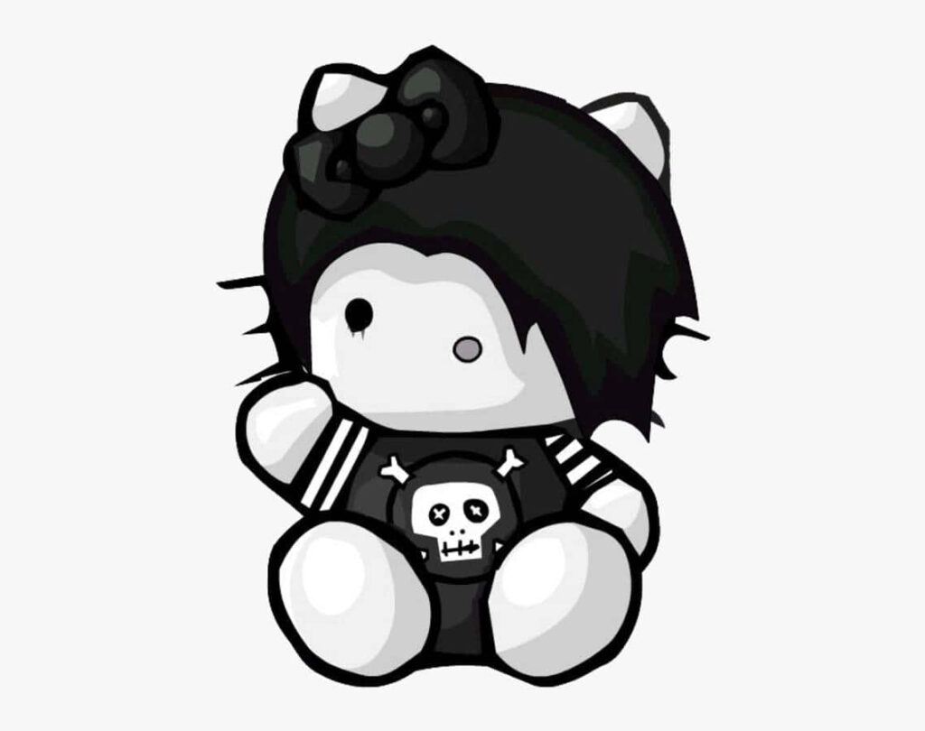 Emo-Inspired Hello Kitty Wallpaper: Cute Meets Edgy Design