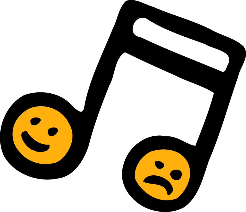 Emotional Music Notes Wallpaper: Joy and Sadness Illustration