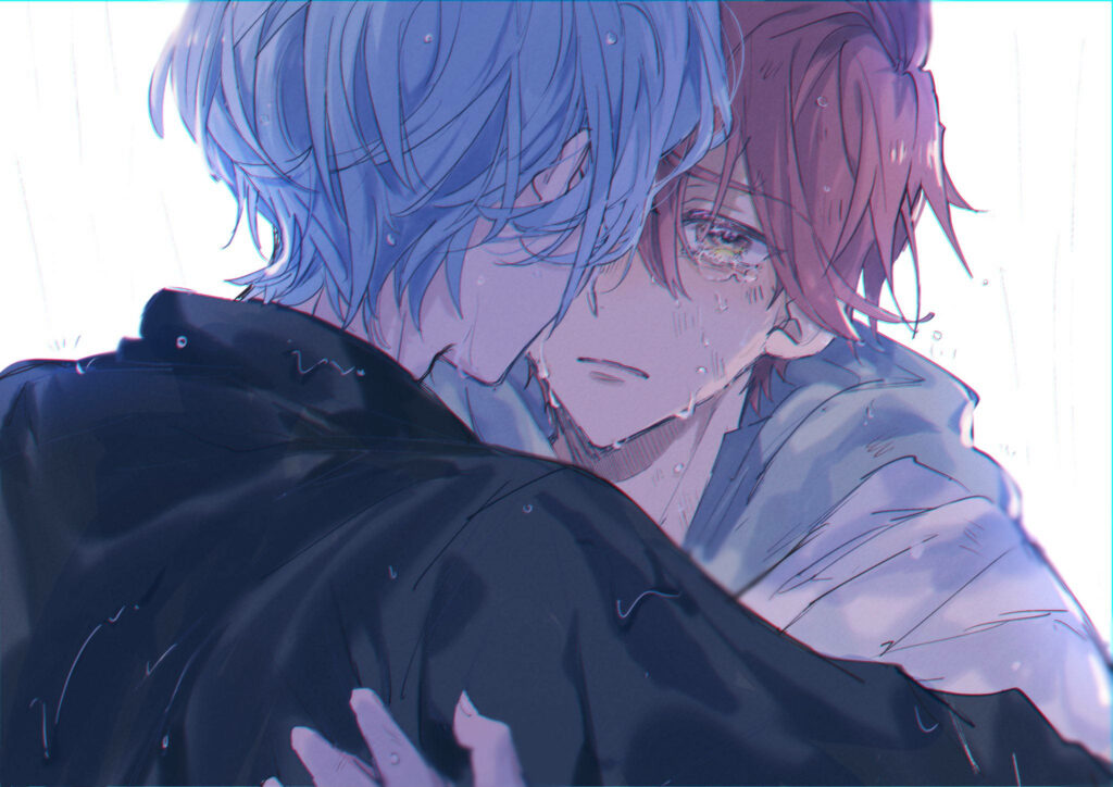 Heartfelt Reki & Langa Wallpaper: Emotions in the Rain