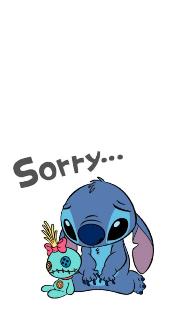 Sad Cartoon Character Wallpaper: Blue, Big Ears, and Plush Toy