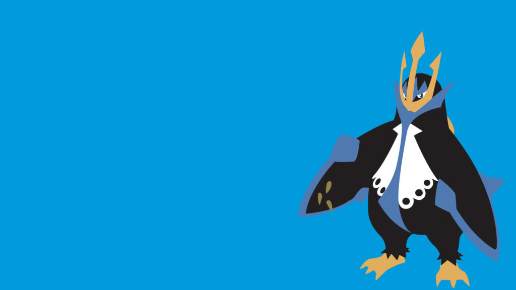 Empoleon Minimalist Wallpaper: Regal Water/Steel-Type Pokémon Design