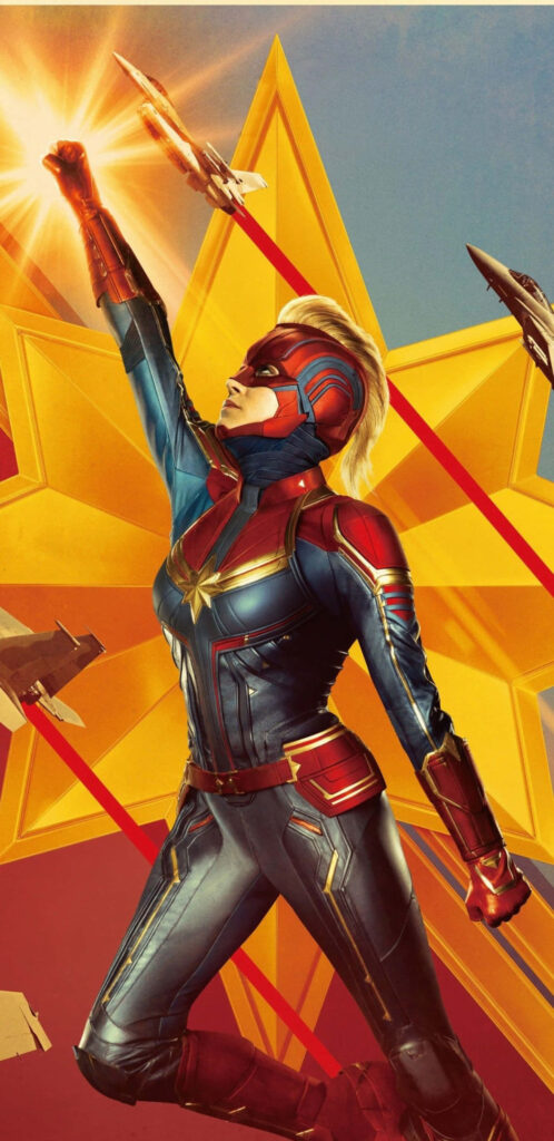 Powerful Flight: Captain Marvel's Triumph in Superhero Landscape Wallpaper