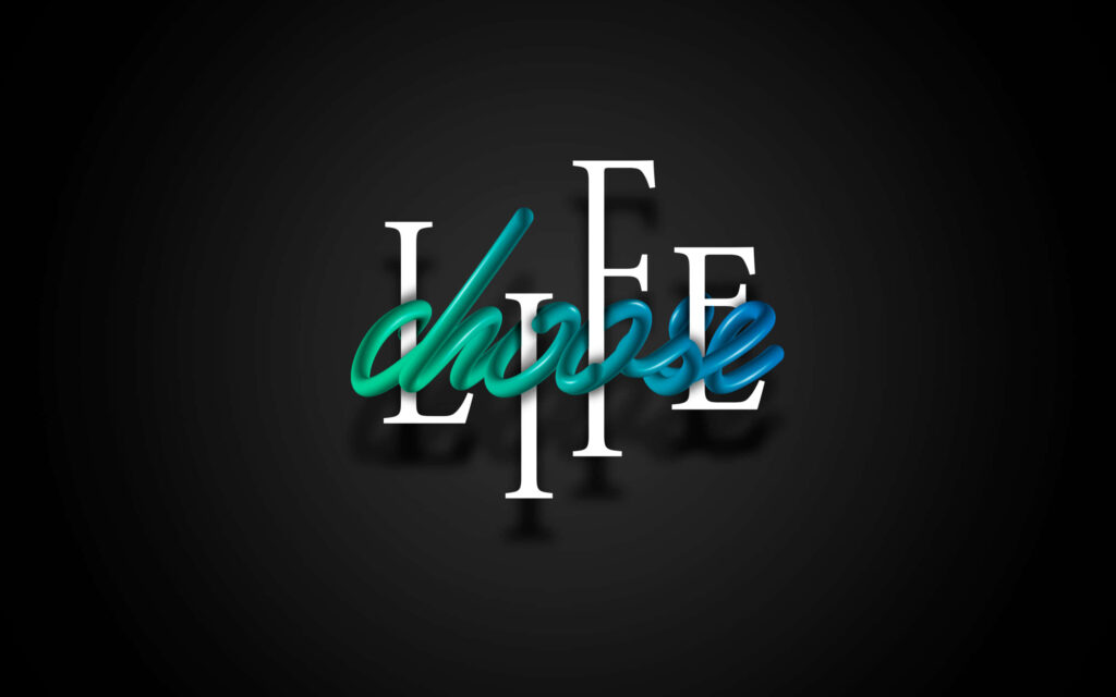 Empowering LIFE Wallpaper: Bold White Letters on Black with Gradient