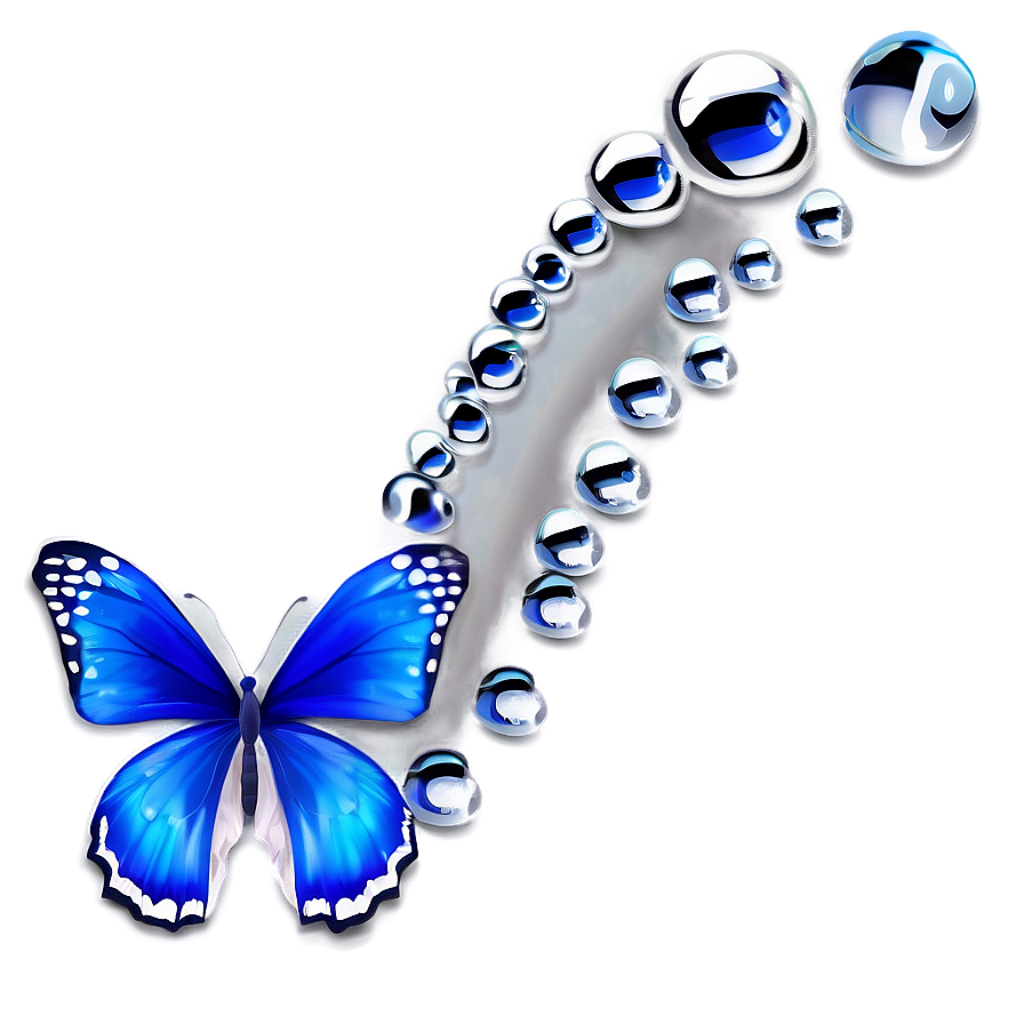 Enchanting Blue Butterfly with Dew Drops - Serene Wallpaper Background