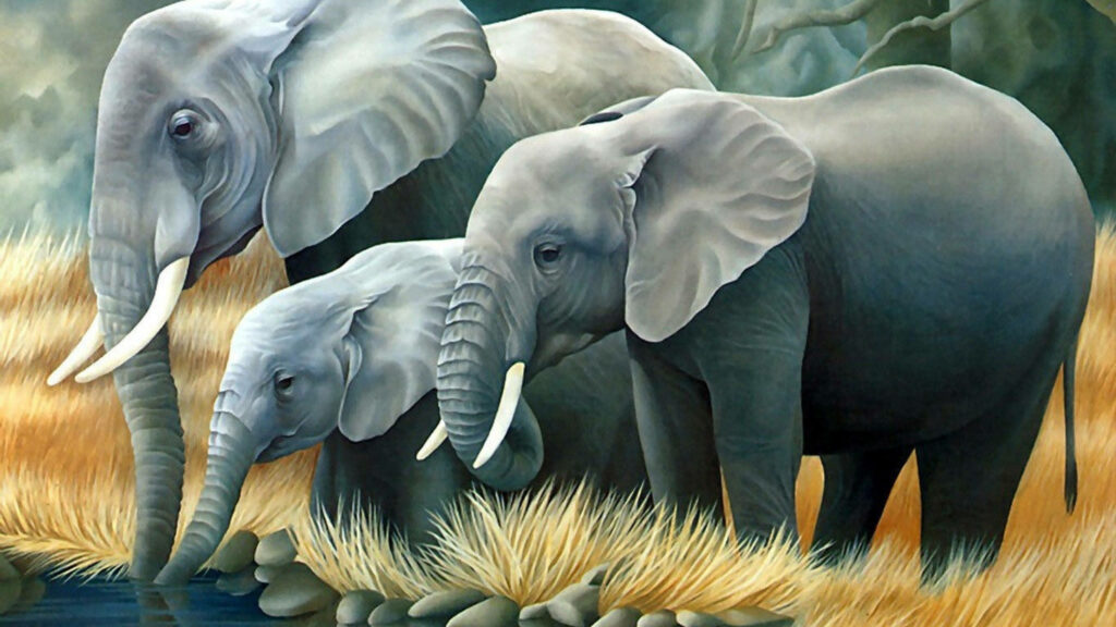Magical Elephant Kingdom: A Vibrant 3D Abstract Wallpaper