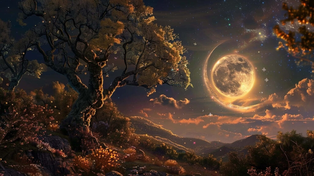 Enchanting Moonlit Night Wallpaper: Serene & Magical Landscape