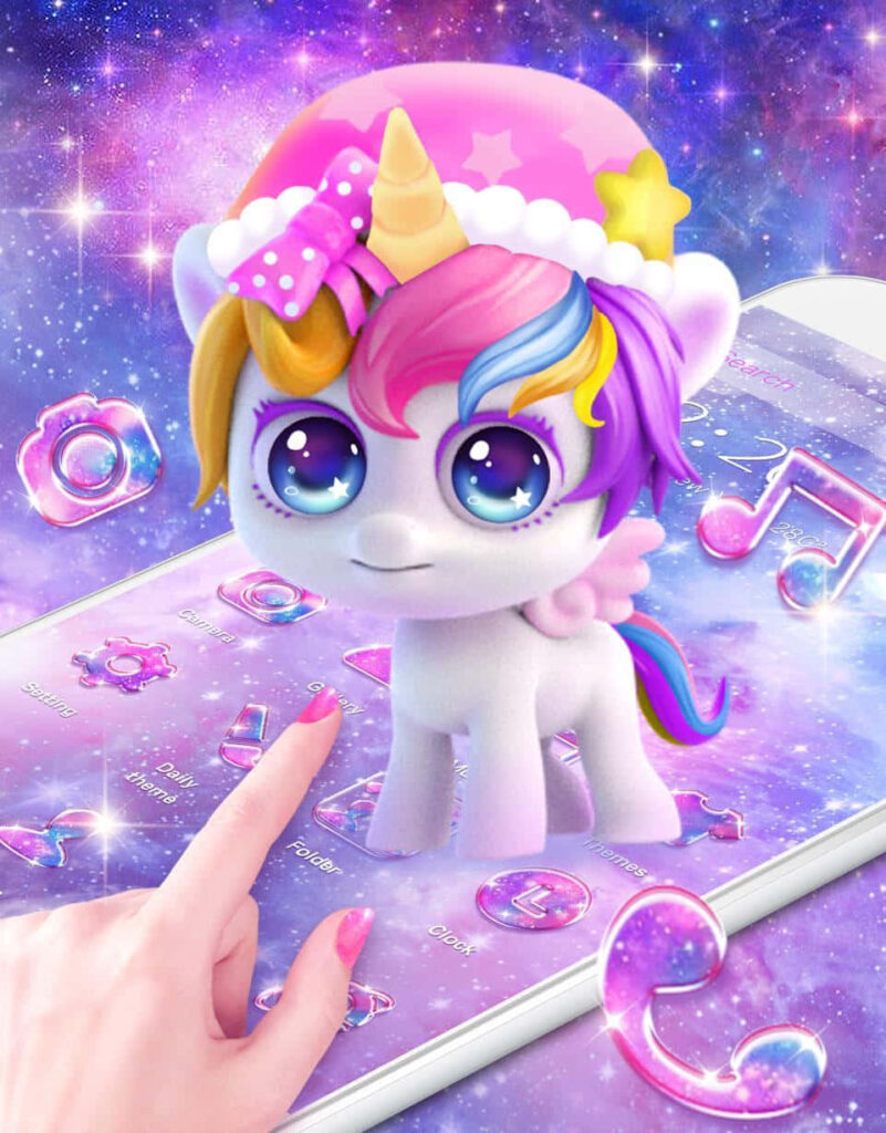 Vibrant 3D Unicorn Wallpaper: Glittery Fantasy Background Design